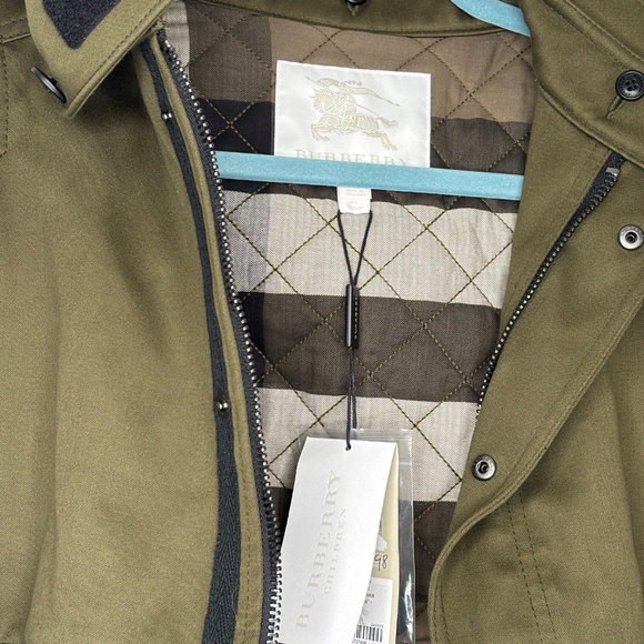 NWT Girls Olive Green Burberry Parka Coat -Size 8Y - Picture 2 of 5